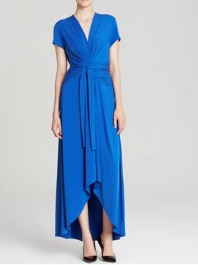 Michael Michael Kors Cobalt Blue Hi‑Low Wrap Jersey Dress